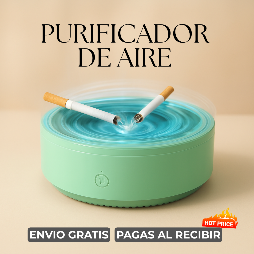 AeroScent Pro | Purificador de aire para eliminación de humo con filtración avanzada y simulador LED