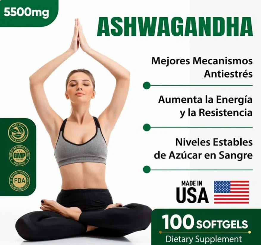 2X1 𝐀𝐒𝐇𝐖𝐀𝐆𝐀𝐍𝐃𝐇𝐀 𝟓,𝟓𝟎𝟎 𝐌𝐆 Reduce cortisol & estrés +ENVÍO GRATIS