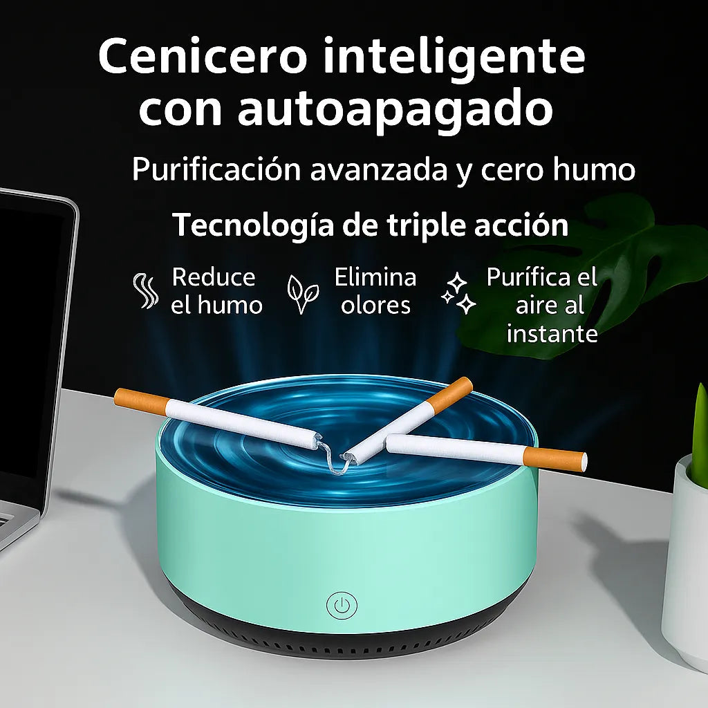 AeroScent Pro | Purificador de aire para eliminación de humo con filtración avanzada y simulador LED