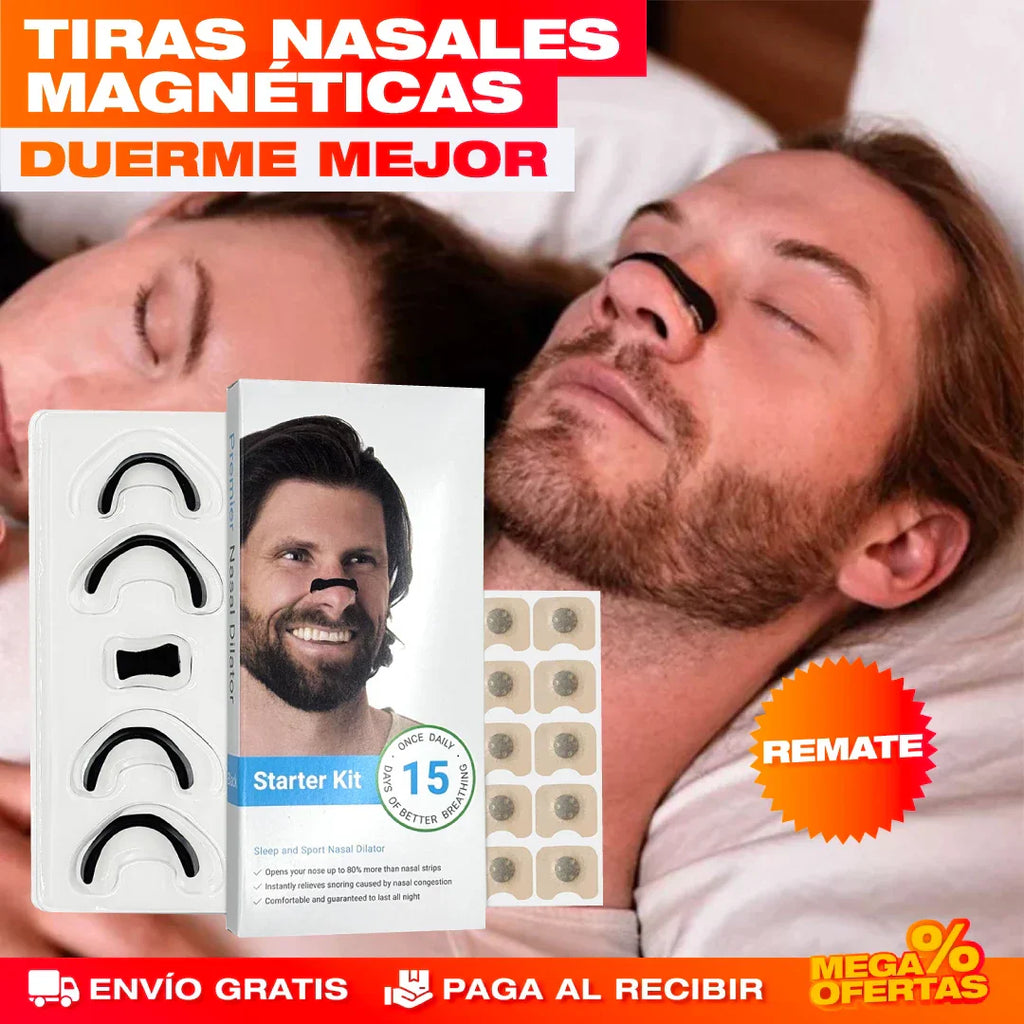 SET DE TIRAS NASALES MAGNÉTICAS ANTIRRONQUIDOS Y DEPORTIVAS